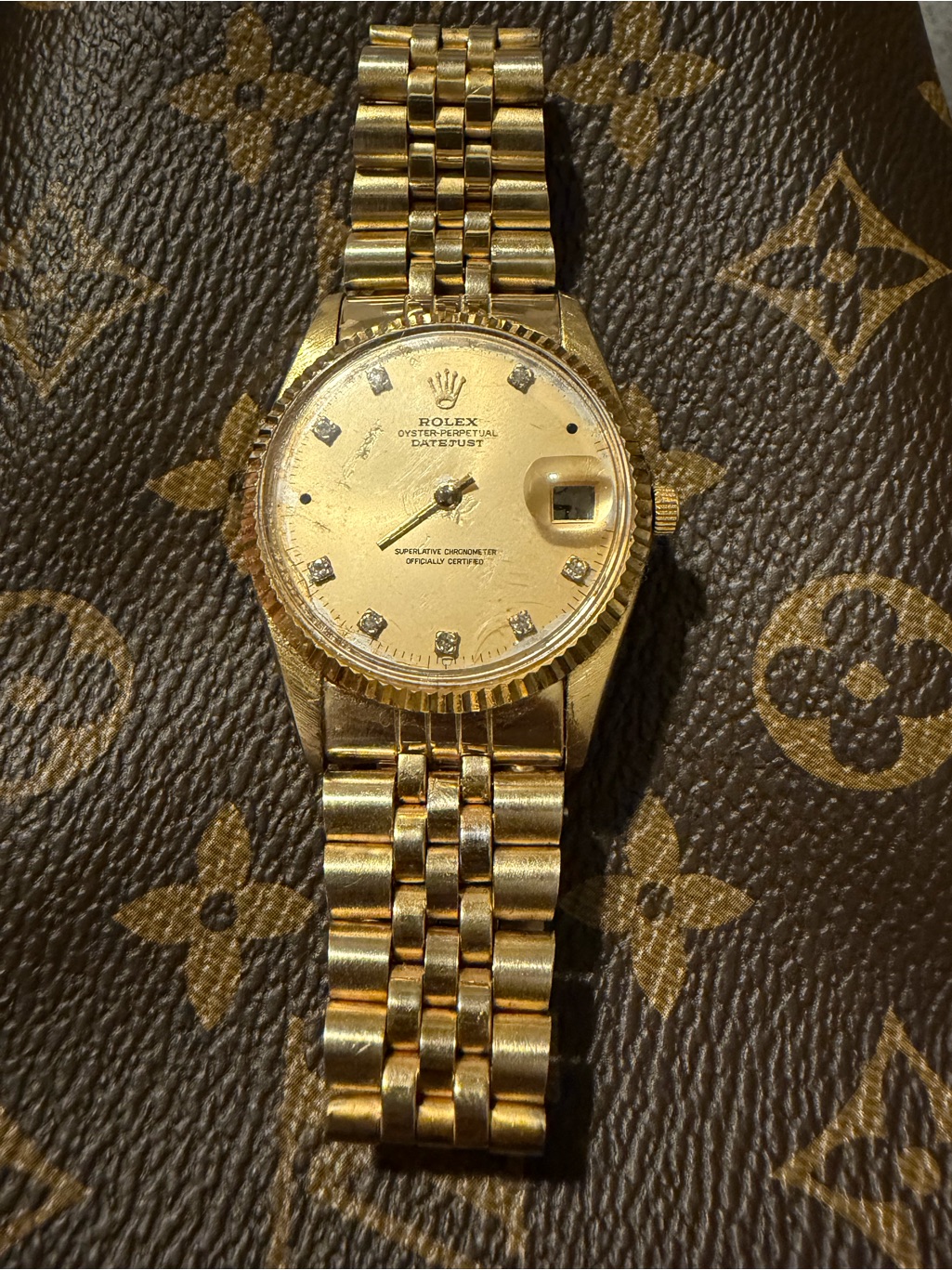 Rolex Datejust Oyster Perpetual Vintage Watch Gold Tone Jubilee Bracelet Diamond
